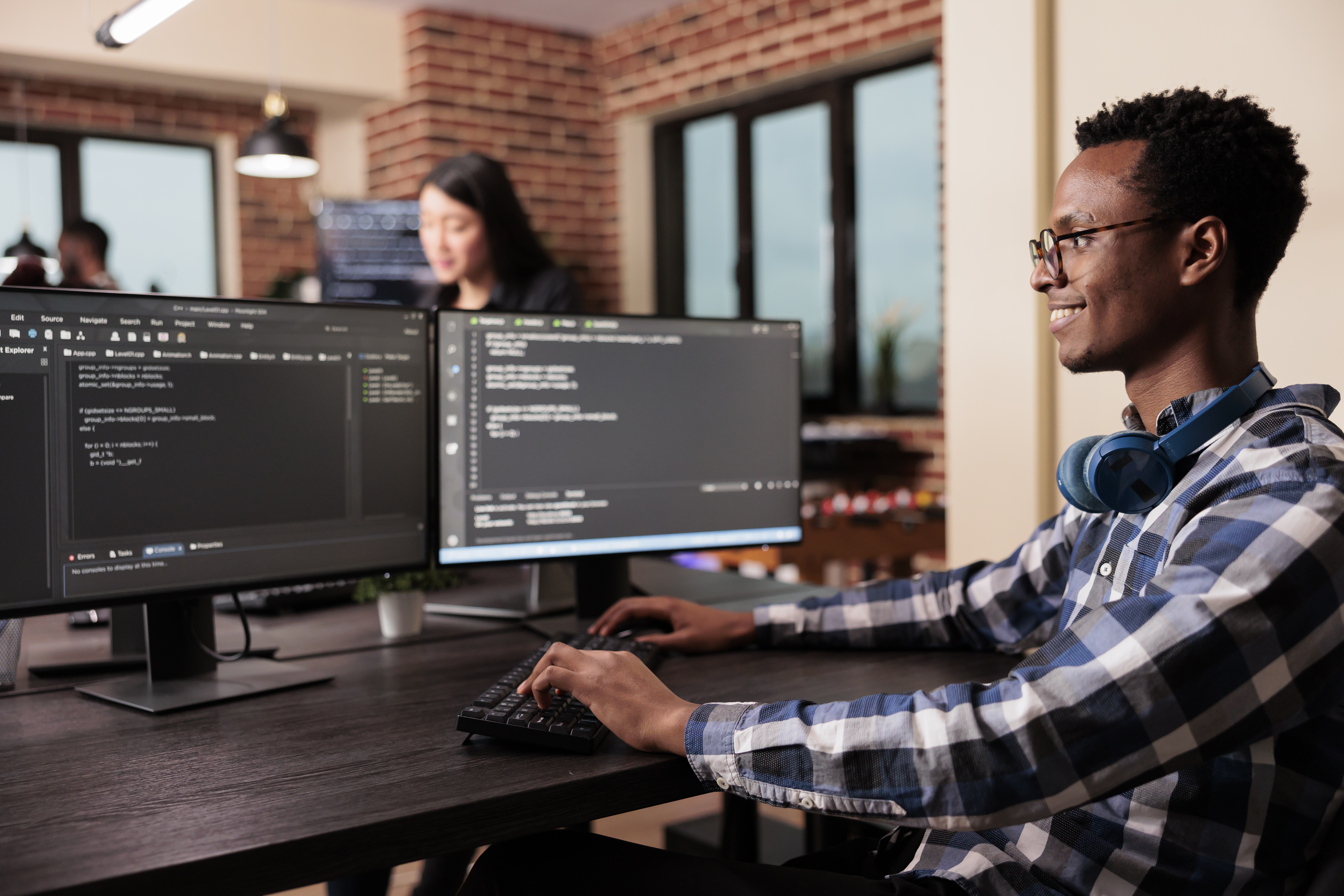 Coding on laptop