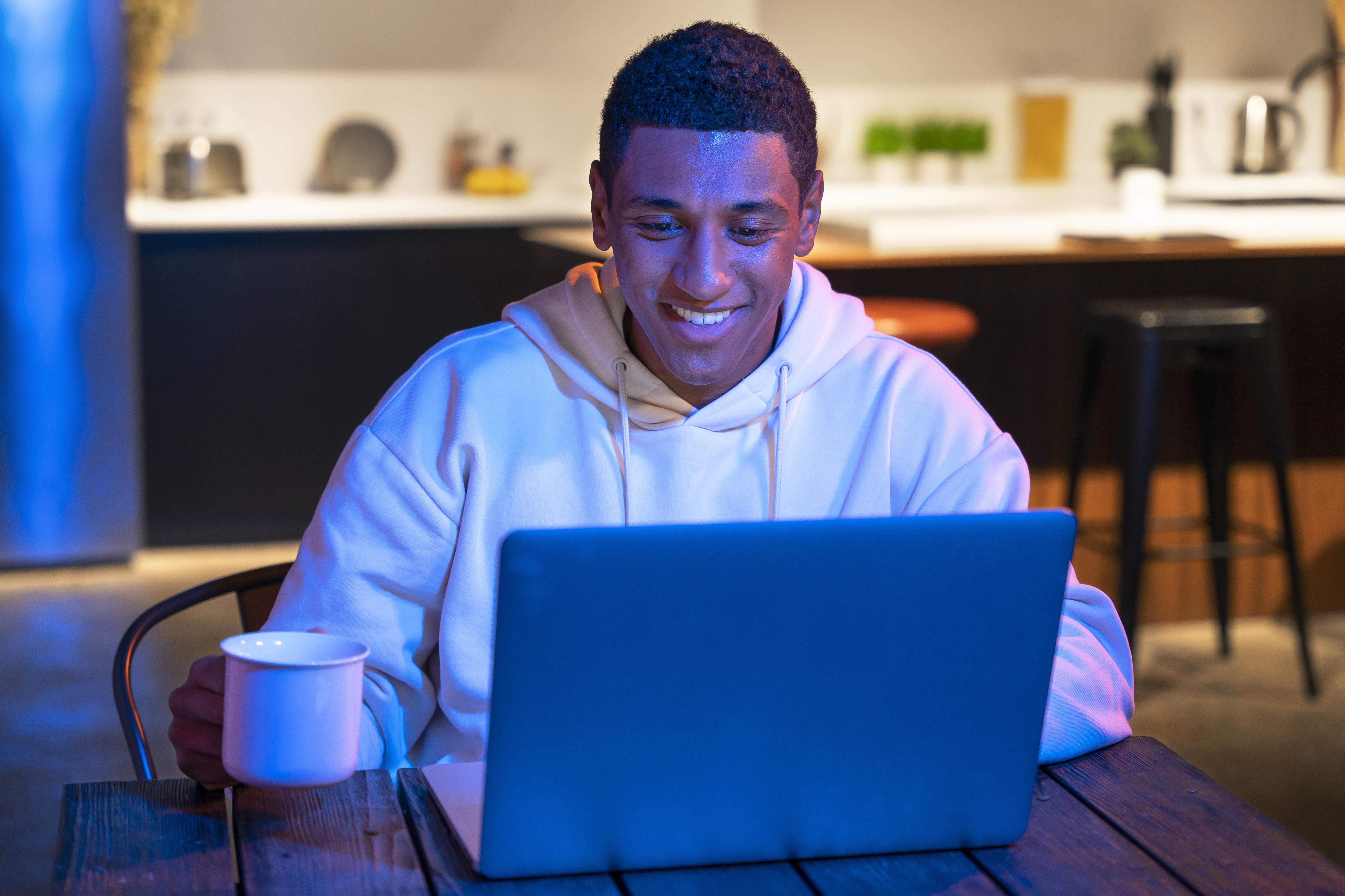 Person happily coding